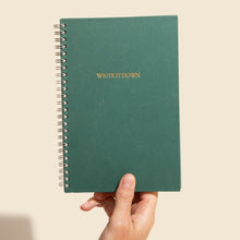 Load image into Gallery viewer, Custom Gold Embossed Forest Green Hardcover Notebook
