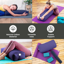 Load image into Gallery viewer, Yoga Firm Large Yoga Bolster Pillow Cushion 24" x 12" x 6" : Gray

