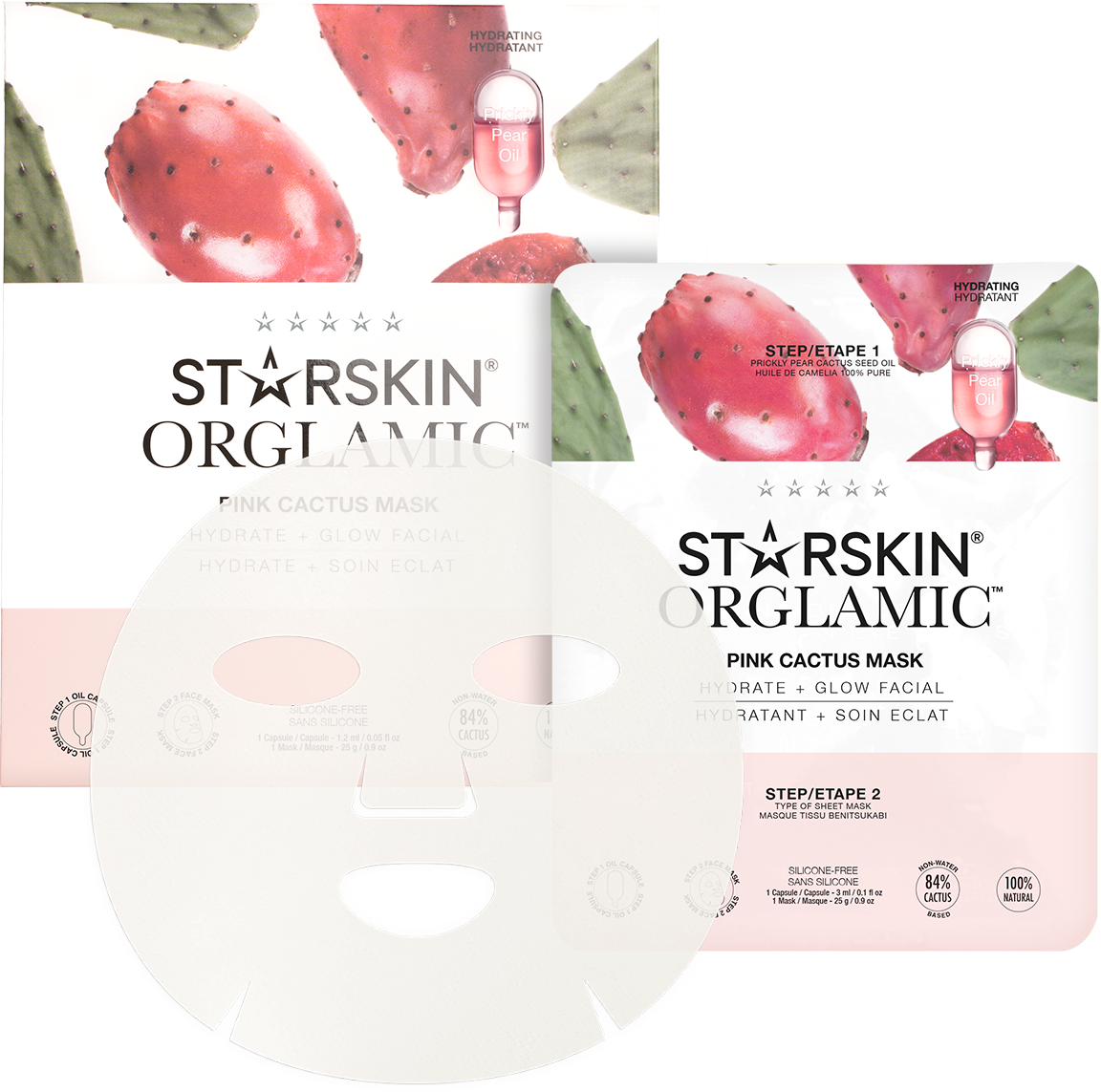 prickly pear cactus face mask ORGLAMIC™ Pink Cactus Oil Sheet Mask – Psyche Soma Shop